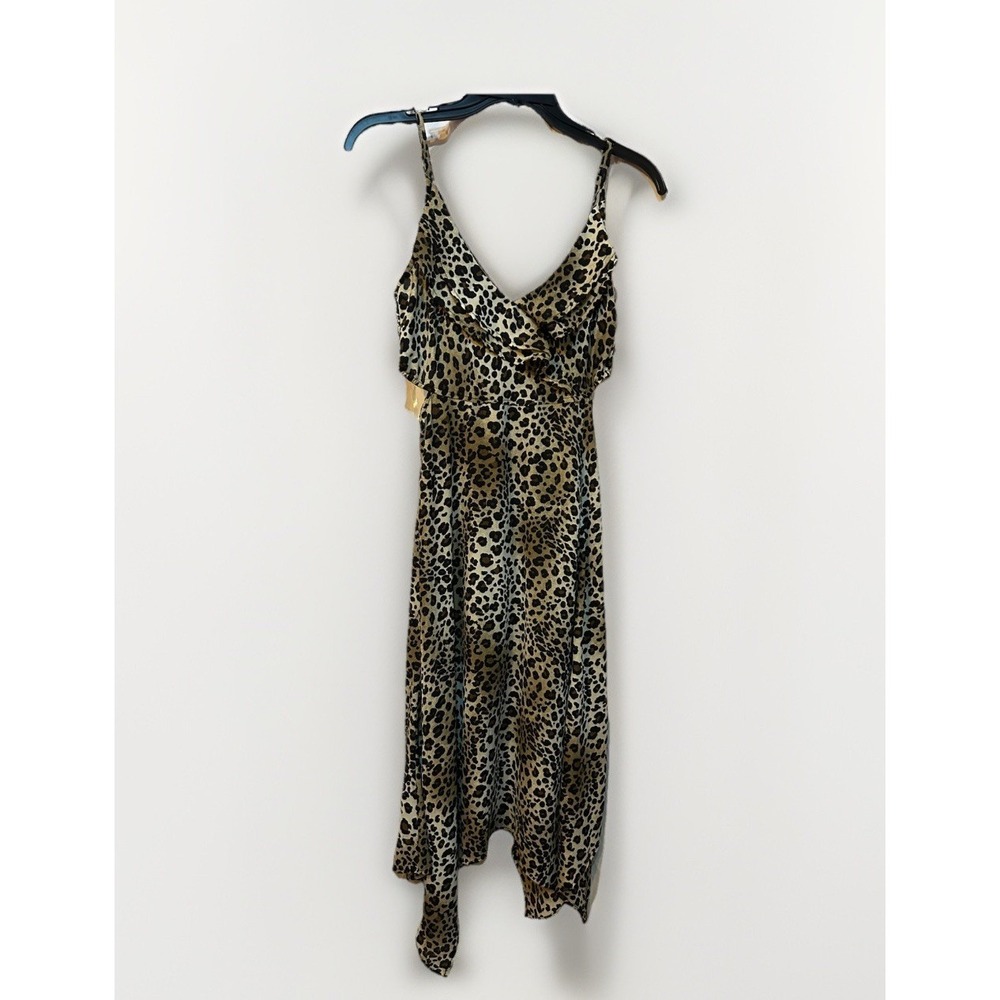 Evolutionary Apparel Leopard Print Ruffle Maxi Dress Women's Size L Open Waist
